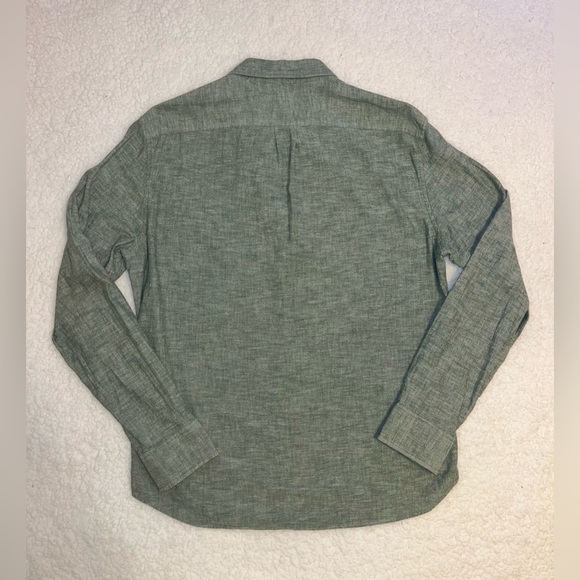 J. Crew Linen Green Button-Up Shirt Men’s Large Slim Fit - Picture 2 of 5